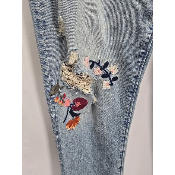 Distressed Embroidered Abercrombie Fitch Ames Low Rise Slim Boyfriend Jeans 29/8 - Picture 6 of 9